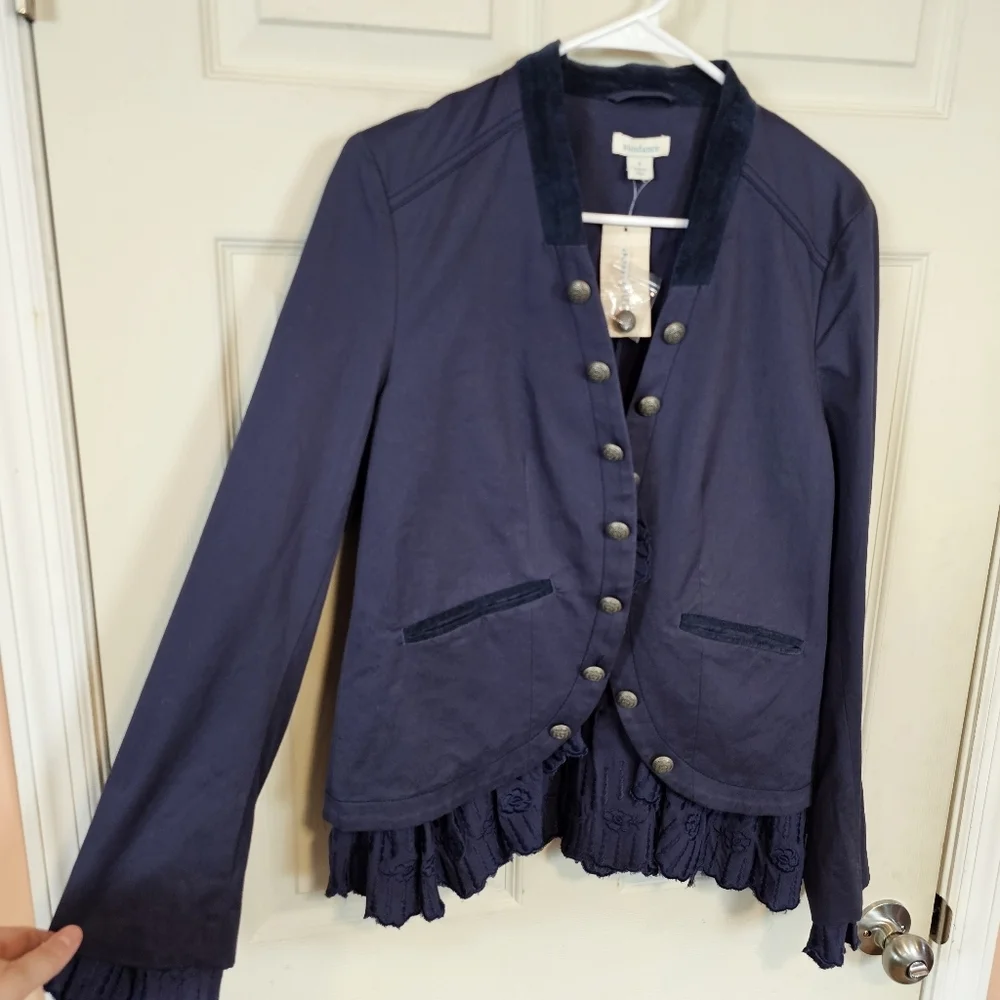 Sundance Caroline Ruffle Military Floral Ruffle Velvet Blazor Pirate Renaissance